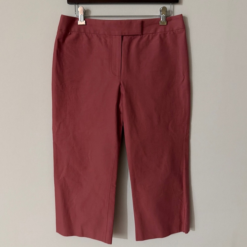 Vtg Tahari Women Rose Pink Cotton Stretch Cropped Trousers Pants Sz 8 Made USA